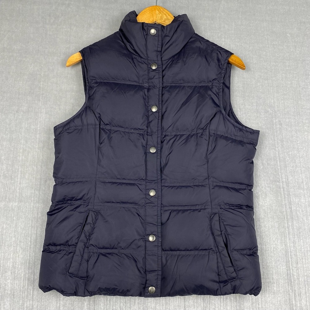 Lands End Puffer Vest Womens S Navy Blue Down‎ Fill Gorpcore Cabincore Cozy